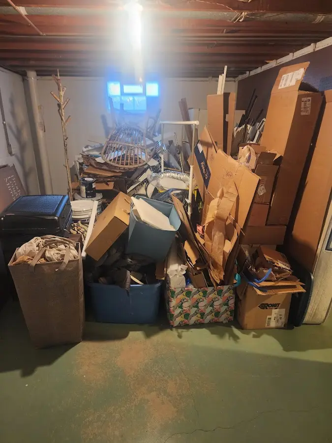 Roll-off dumpster container at job site for 6 Yard Dumpster Rental in Crete